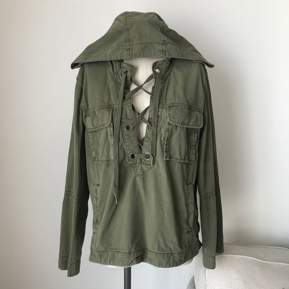 Free People Olive Green Tie Up Jacket - Picture 1 of 4